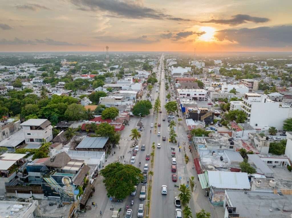 Luftaufnahme vom Zentrum von Tulum – Problematische Mietkaution in Mexiko