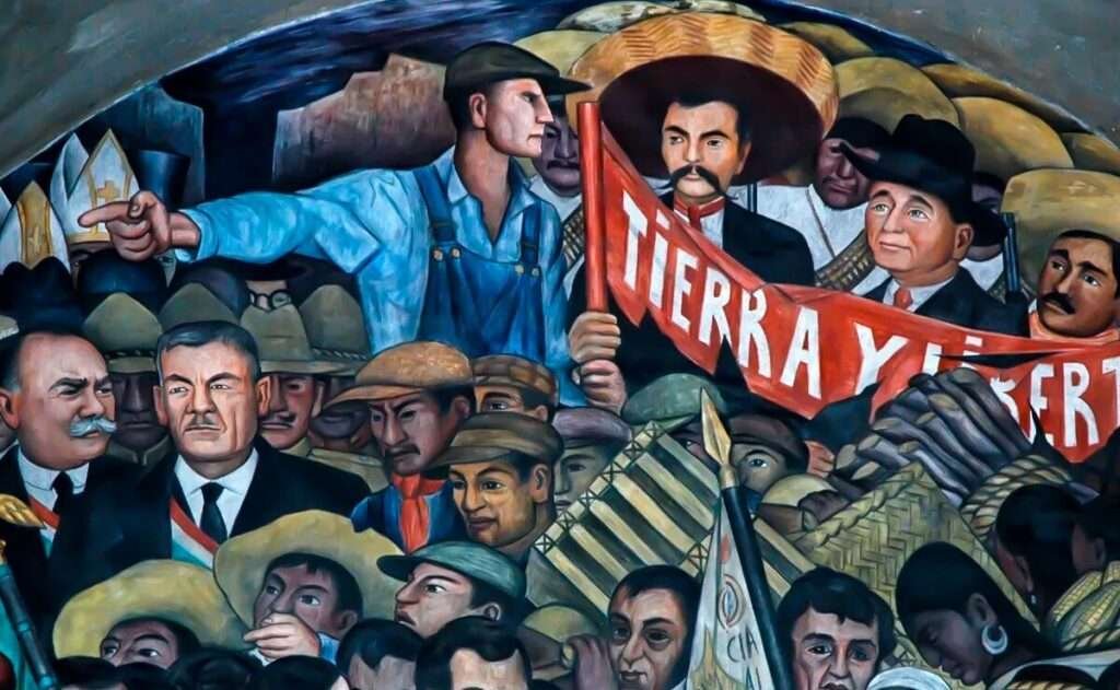 Wandgemälde zur Mexikanischen Revolution mit Emiliano Zapata – prägend für die moderne Geschichte Mexikos.