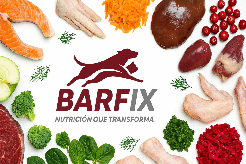 Frische Zutaten für BARF in Mexiko von BARFix: Lachs, Leber, Herz, Brokkoli, Spinat, Karotten, rote Beete, Apfel
